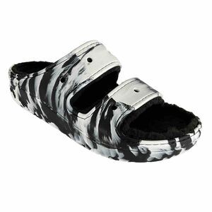 Crocs Lined Classic Cozzzy Marbled Chunky Platform Sandals Black 12
